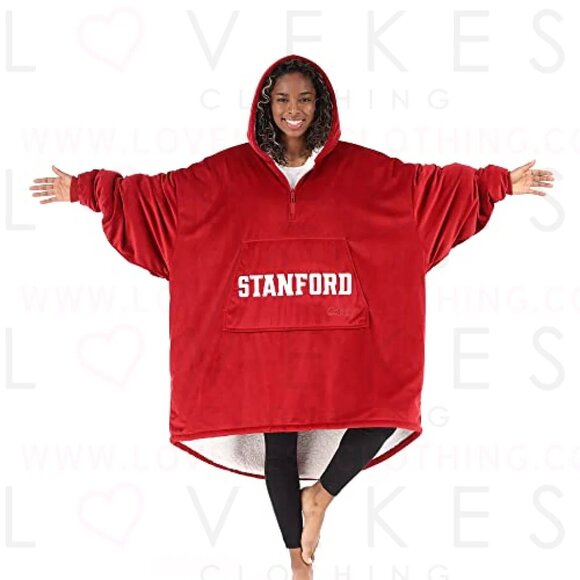 NWT THE COMFY Sherpa 1/4-Zip Stanford University hoodie-style wearable blanket - Picture 1 of 5